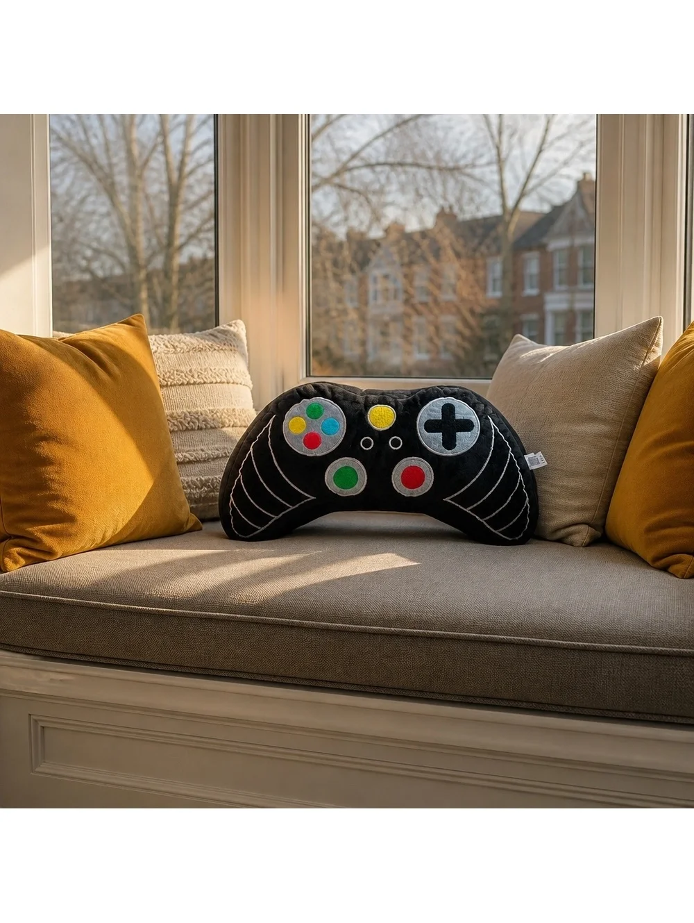 Black 18in. Plush Video Game Controller Pillow